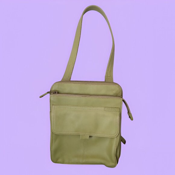 Fossil Leather Shoulder Bag Green Vintage - Picture 1 of 14